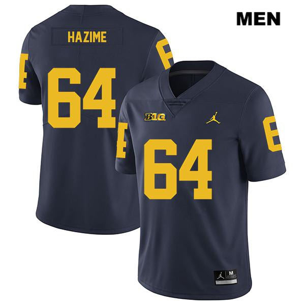 Men's NCAA Michigan Wolverines Mahdi Hazime #64 Navy Jordan Brand Authentic Stitched Legend Football College Jersey MI25W40HV
